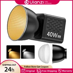 Ulanzi L023 40W Pro Luz de vídeo LED portátil Bi-Color COB Luz de estúdio fotográfico 2500K-6500K 3400mAh para transmissão ao vivo de vídeo