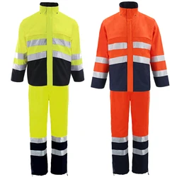 High Visibility Reflective Raincoat and Pants Men Waterproof Safety Rainproof Waterproof Motorcycle Gear Hi Vis Workwear