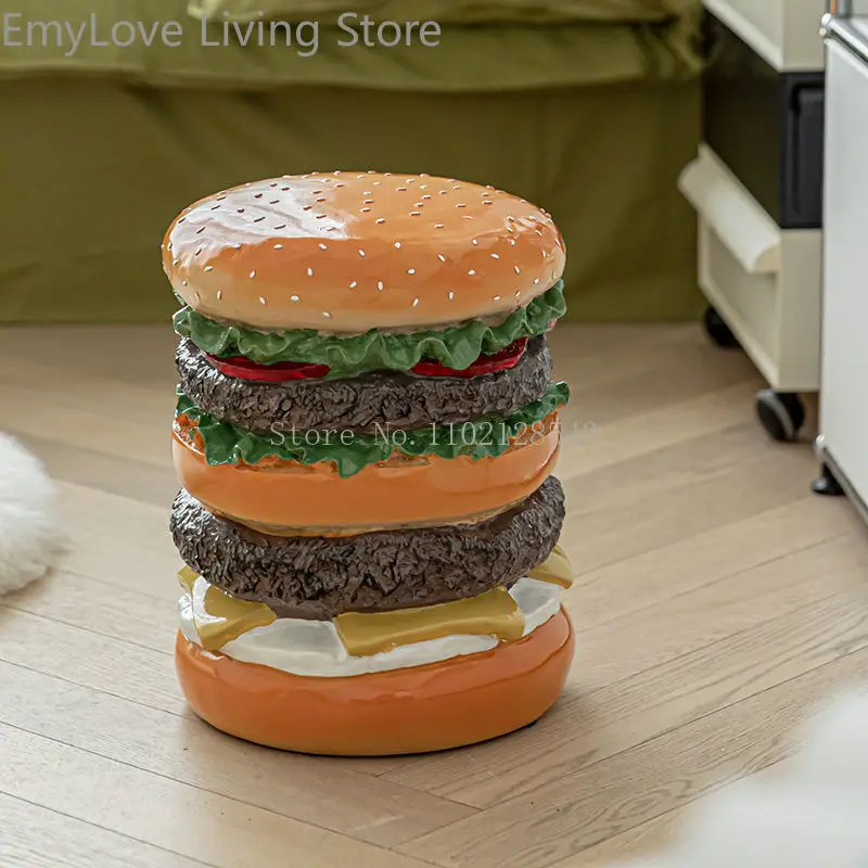 Nordic Creative Corn Stool Chair Hamburger Stools Home Decoration Statue Furniture Living Room Resin Funny Ornament Side Table