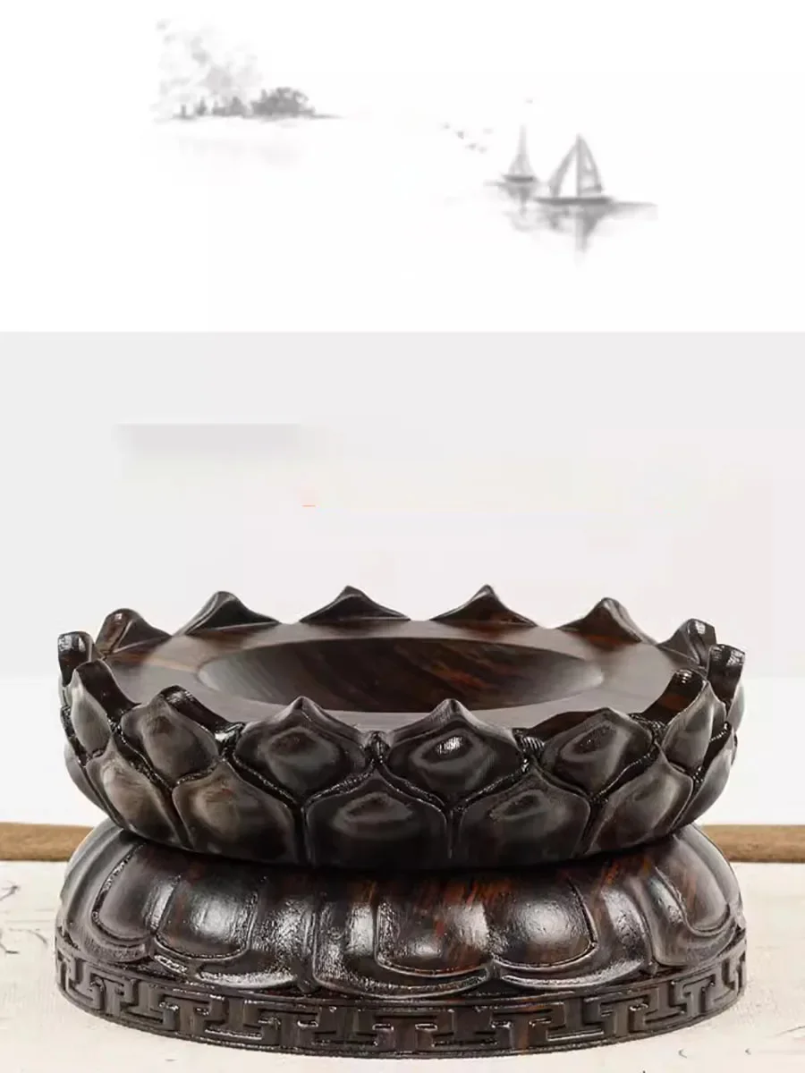 

Solid wood rotatable crystal ball base spherical raised base Feng Shui ball egg carving gourd curved ornament wooden base