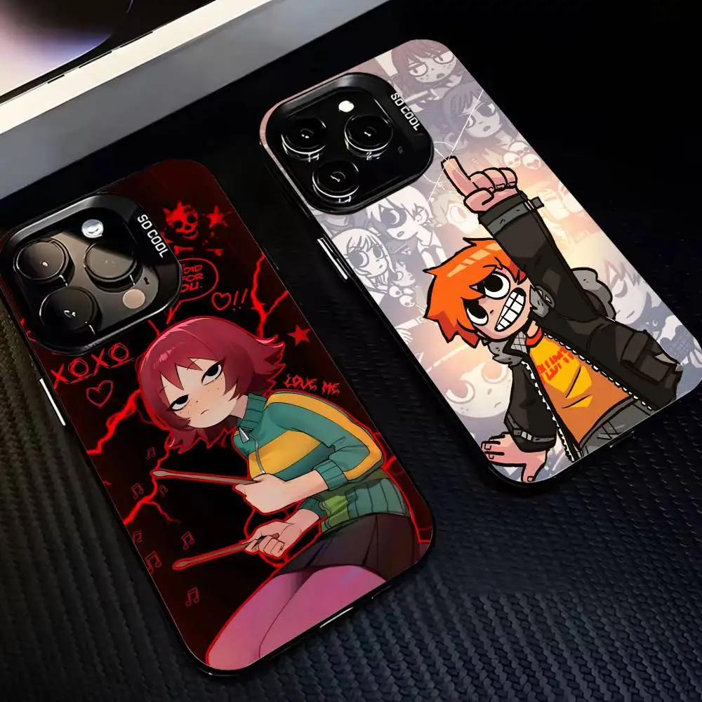 

S-Scott P-Pilgrim Cartoon Phone Case For iPhone17,16,15,14,13,12,11,Pro,MAX Gray Matte Silicone Black Cover