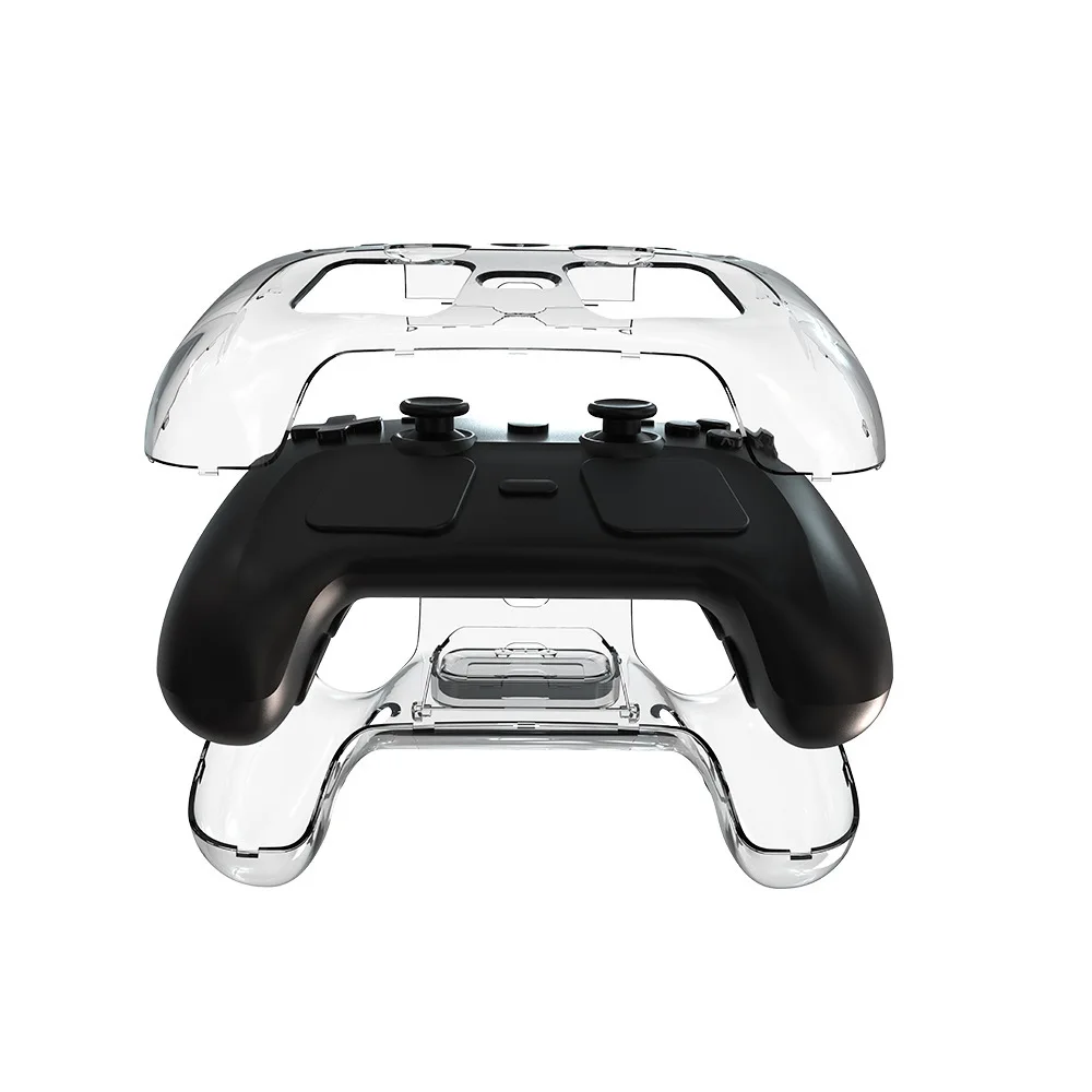 Hard PC Crystal Case for Steam Controller 2 Precision Cutouts Anti Yellowing Snap On Design with Puck Storage and Charging Port