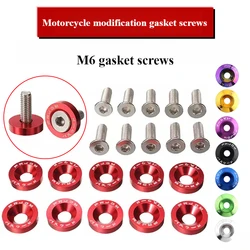 10PCS M6 JDM Car Modified Hex Fasteners Fender Washer Bumper Engine Concave Screws Fender Washer License Plate Bolts Car styling