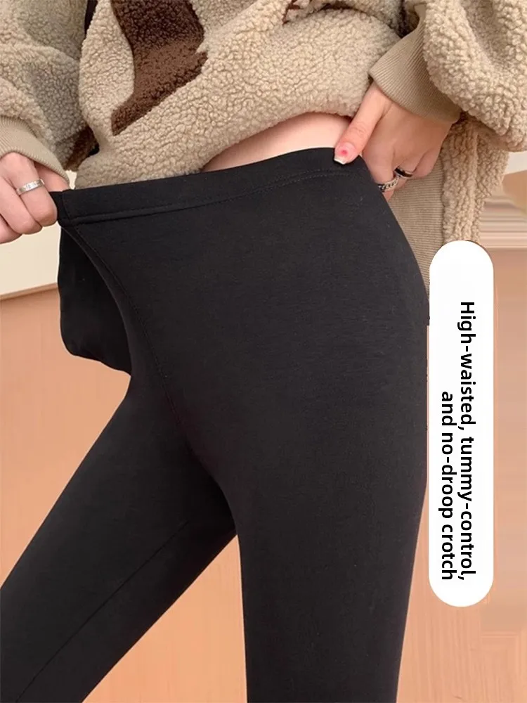 Damskie spodnie do jogi z wysokim stanem, z czystej bawełny, z podszewką z polaru, obcisłe, elastyczne spodnie sportowe, odzież wierzchnia na jesień, zimę i wiosnę.