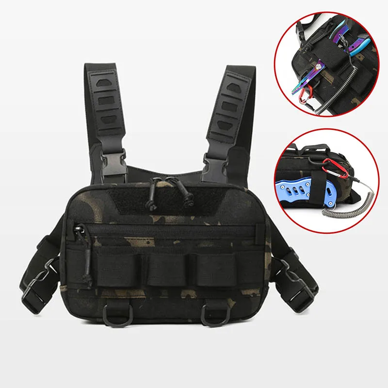 Tactical Chest Vest Bag Backpack EDC Front Rig Pouch Outdoor Camping Cycling Hiking Hunting Climbing Fishing Lure Fanny Pack