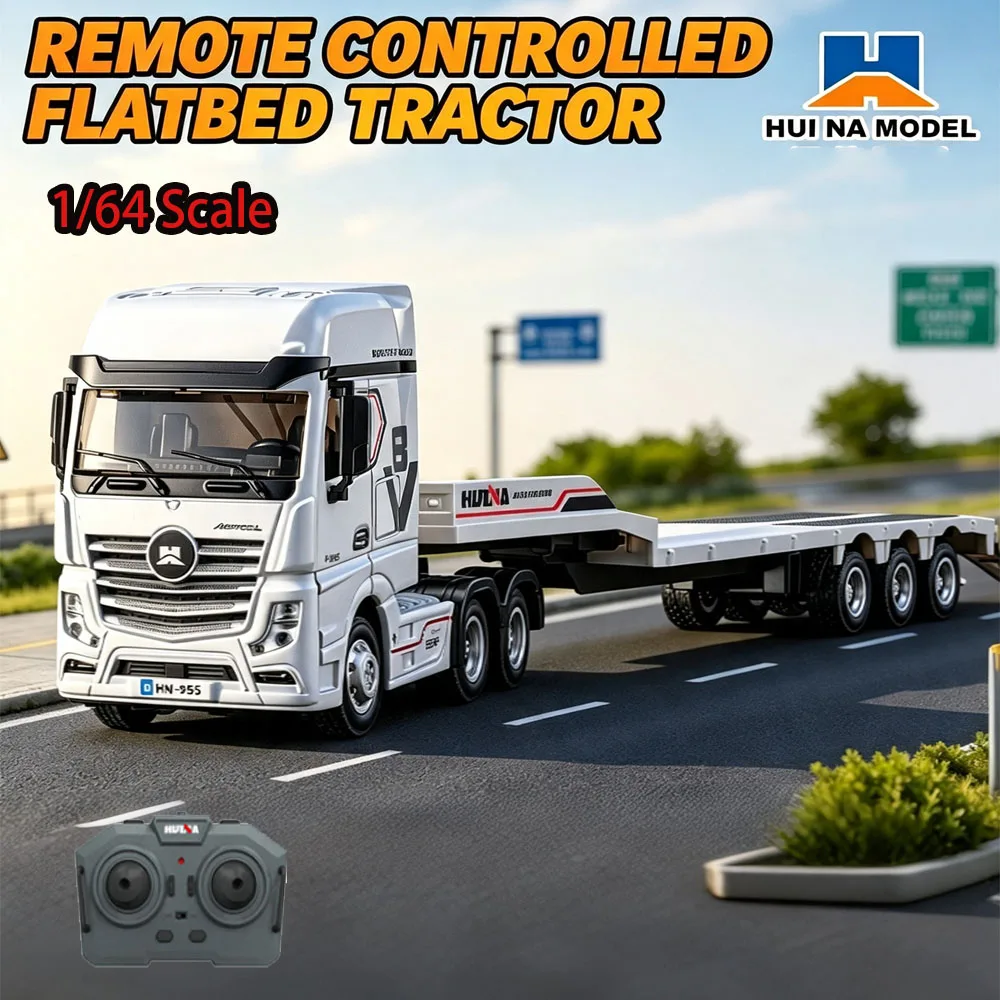 HUINA 1/64 Flatbed Trailer 9900 RC Truck Mini Desktop Rc Racing Car 2.4G Remote Control Cars Drift 12CH Engineering Vehicles Toy