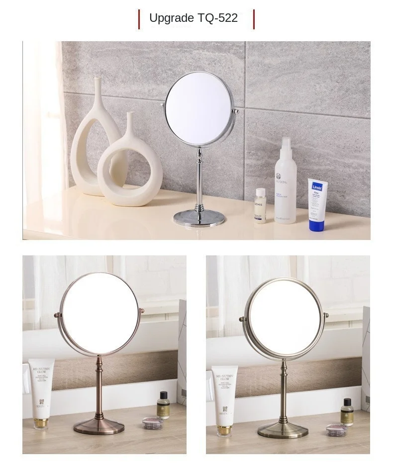 Dual-Sided Magnifying Makeup Mirror 8 Inch - Solid Metal Vanity Mirror  for Bathroom  Bedroom Dresser and Desktop