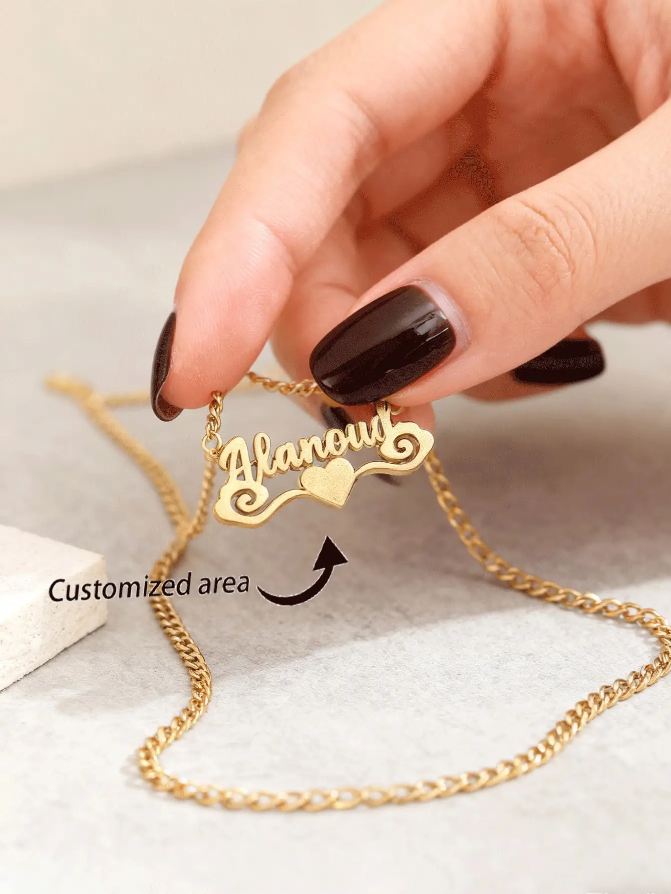 1 piece custom stainless steel name necklace-personalized Frosted letter pendant with shiny embellishment, unisex