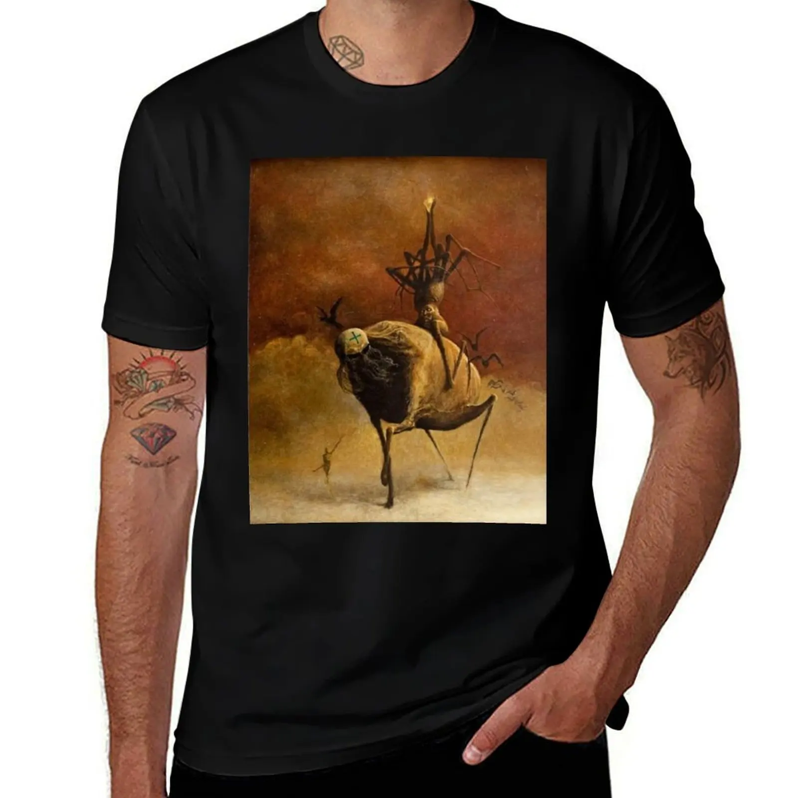 Untitled, by Zdzis?aw Beksiński T-Shirt Casual Daily Wear Short Sleeve Top T-Shirt