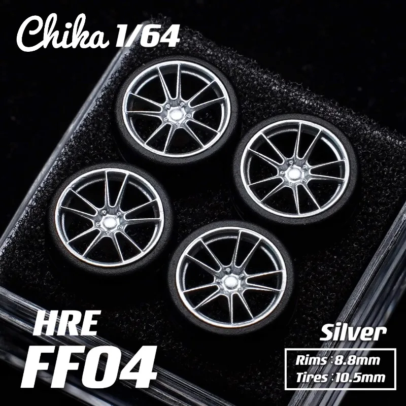 1/64 Chika Nabes Wheels 10.5mm HRE FF04 Tyres or Caliper Brake Modified Tires Stance Wheel for 1:64 Model Cars