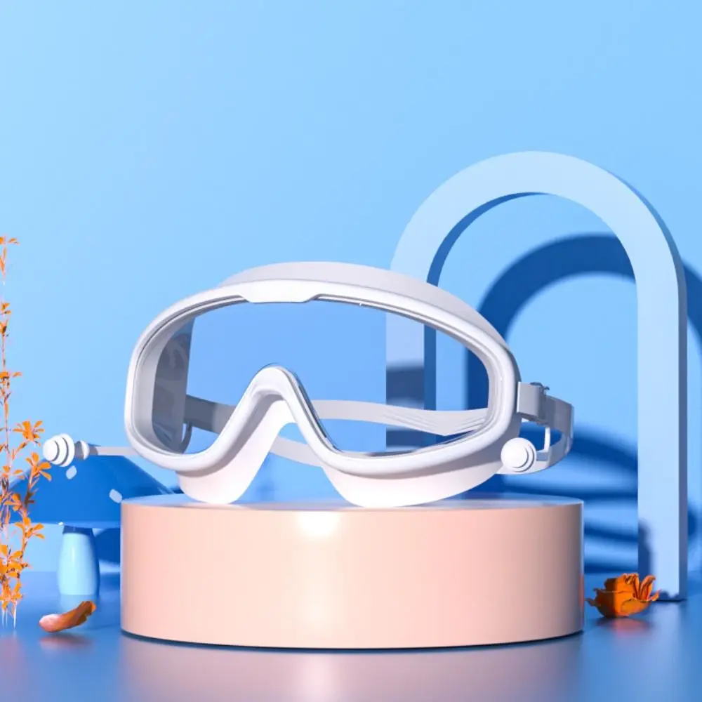 

Diving Big Frame Swimming Goggles Wide View With Earplugs Swimming Eyewear Anti-UV Transparent Swimming Gear Kids/Adult