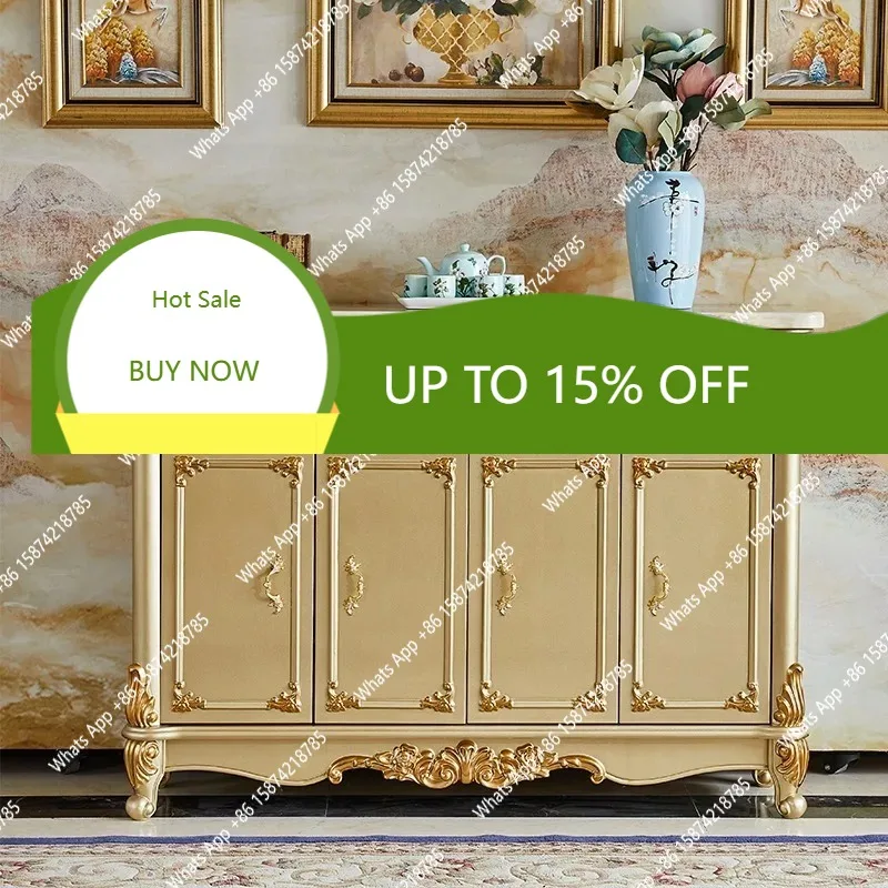 

XS Европейский шкаф для обуви цвета шампанского, золотого цвета, роскошный шкаф для прихожей из массива дерева, резной входной шкаф для хранения в гостиной