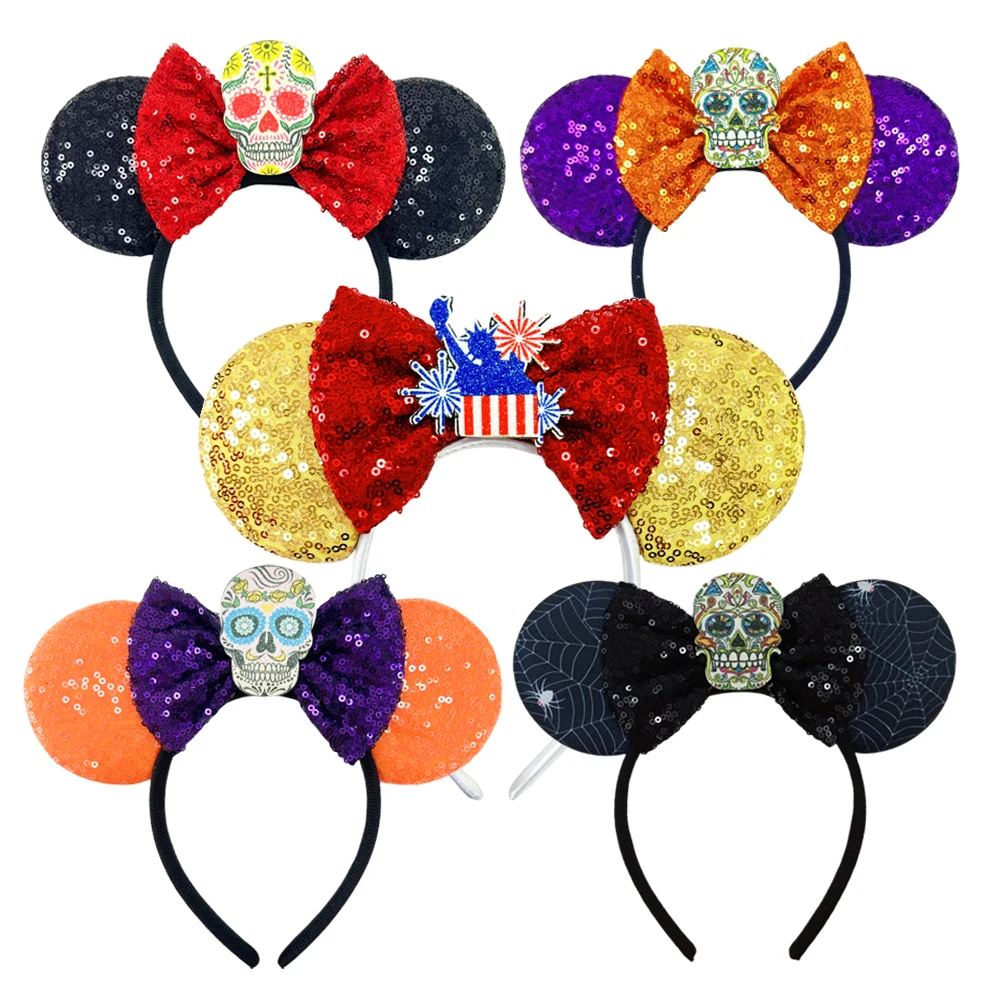 New Halloween Ghost Skeleton Mickey Mouse Headband For Girls Women Cosplay Statue of Liberty Hairbands Kids Ears Hair Accessorie