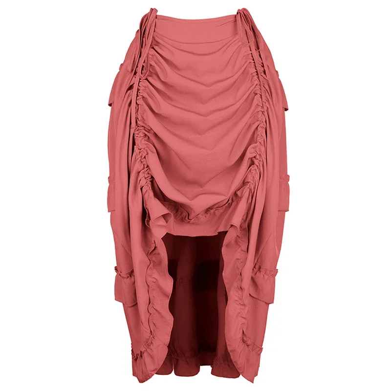 

Steampunk Gothic Corset With Skirts Irregular Shirring Pleated Party Maxi Long Skirt High Low Costumes Punk Sexy Women Plus Size