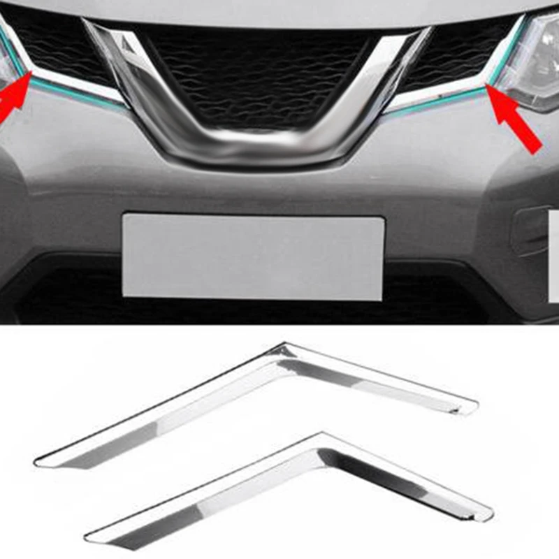 6Pcs Chrome Front Mesh Grille Grill Head Light Cover Trim For Nissan Rogue X-Trail T32 2014 2015 2016