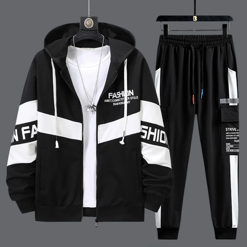 2024 neue Mann Trainings anzüge 2 Stück Sweatshirts Jogging hose Strickjacke Kapuzen pullover setzt Student Ehemann lässig Frühlings sport kleidung