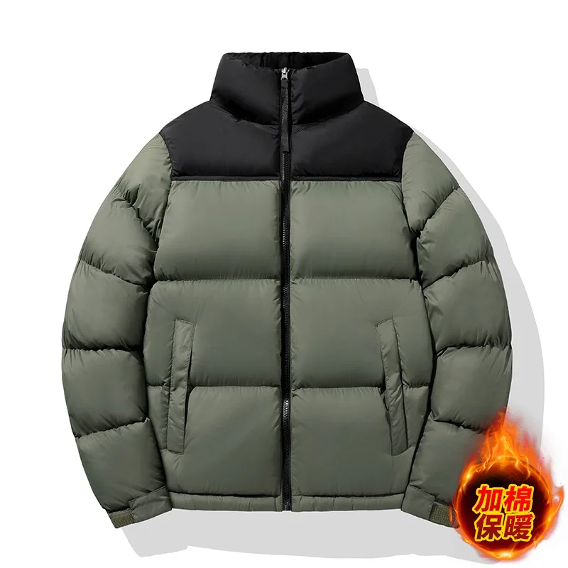 2025 hiver ample grande taille mode polyvalent pain vêtements tendance col montant couleur unie veste hommes hommes veste