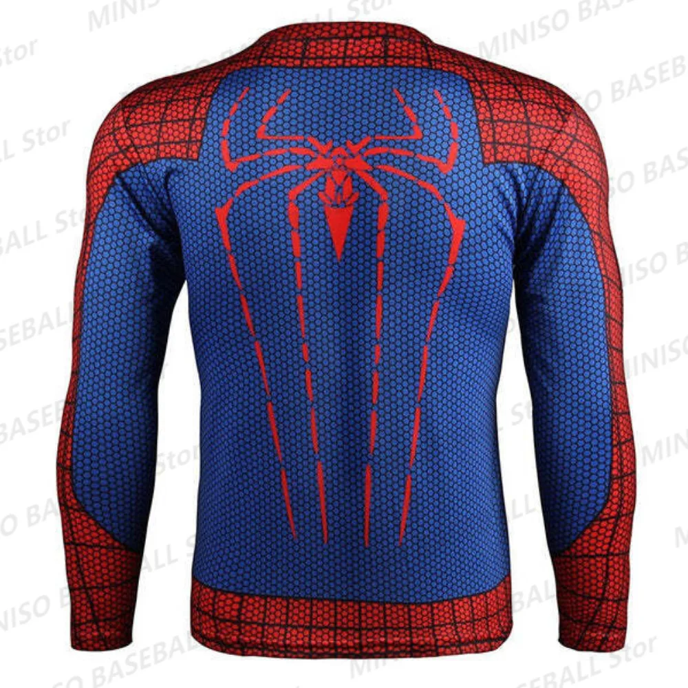 New Summer Boy Marvel Spider-Man Gym Long Sleeve for Men3D Printed Marvel Comics Superhero Parker Kid/Adult Red Parent-Child Top