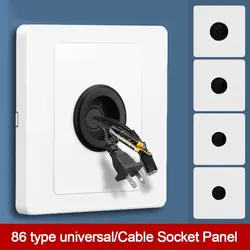 1Pcs 86Type Wall Blank Panel With Outlet Hole Decorative Cover Cable Socket With Rubber Pad Cable Organizer Storage