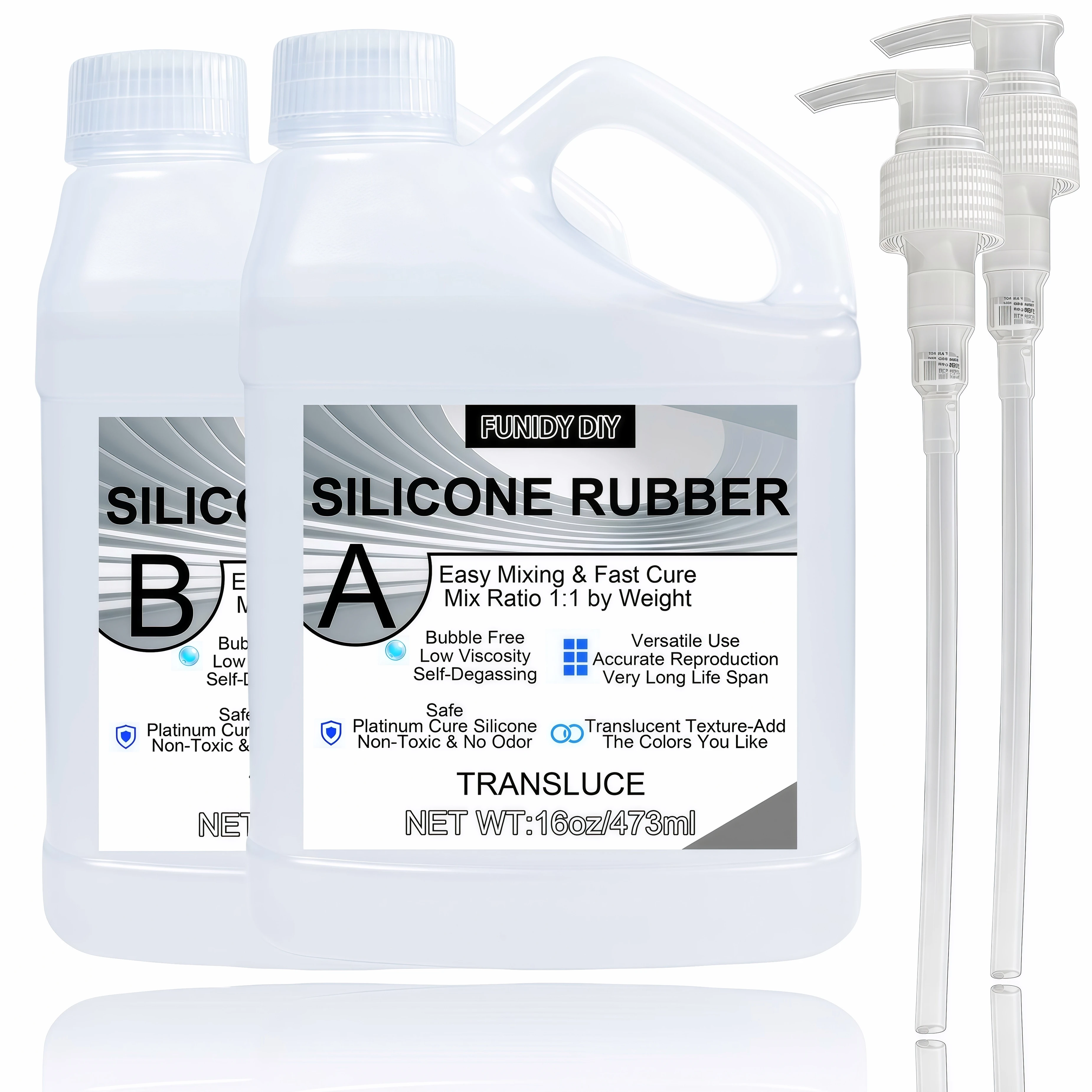 Silicone Mold Making Kit Liquid Silicone Rubber 32oz/16.9oz Translucent Clear Mold Making Silicone-Mixing Ratio 1:1-Molding Sili