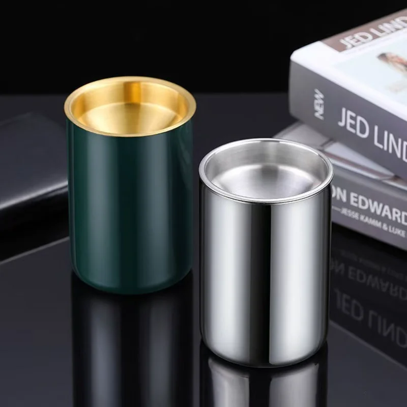 Stainless Steel Ashtray - Smokeless, Spill-Proof Design for Indoor & Outdoor Use, Easy-Clean Odor-Resistant Surface