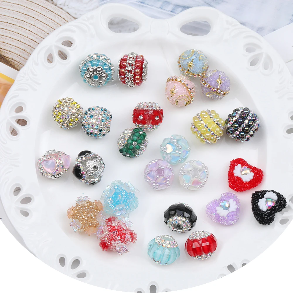 Cordial Design 50Pcs Fancy Bead/Hand Made/Rhinestone Effect/DIY Acrylic Beads Making/Round Shape/Jewelry Findings & Components