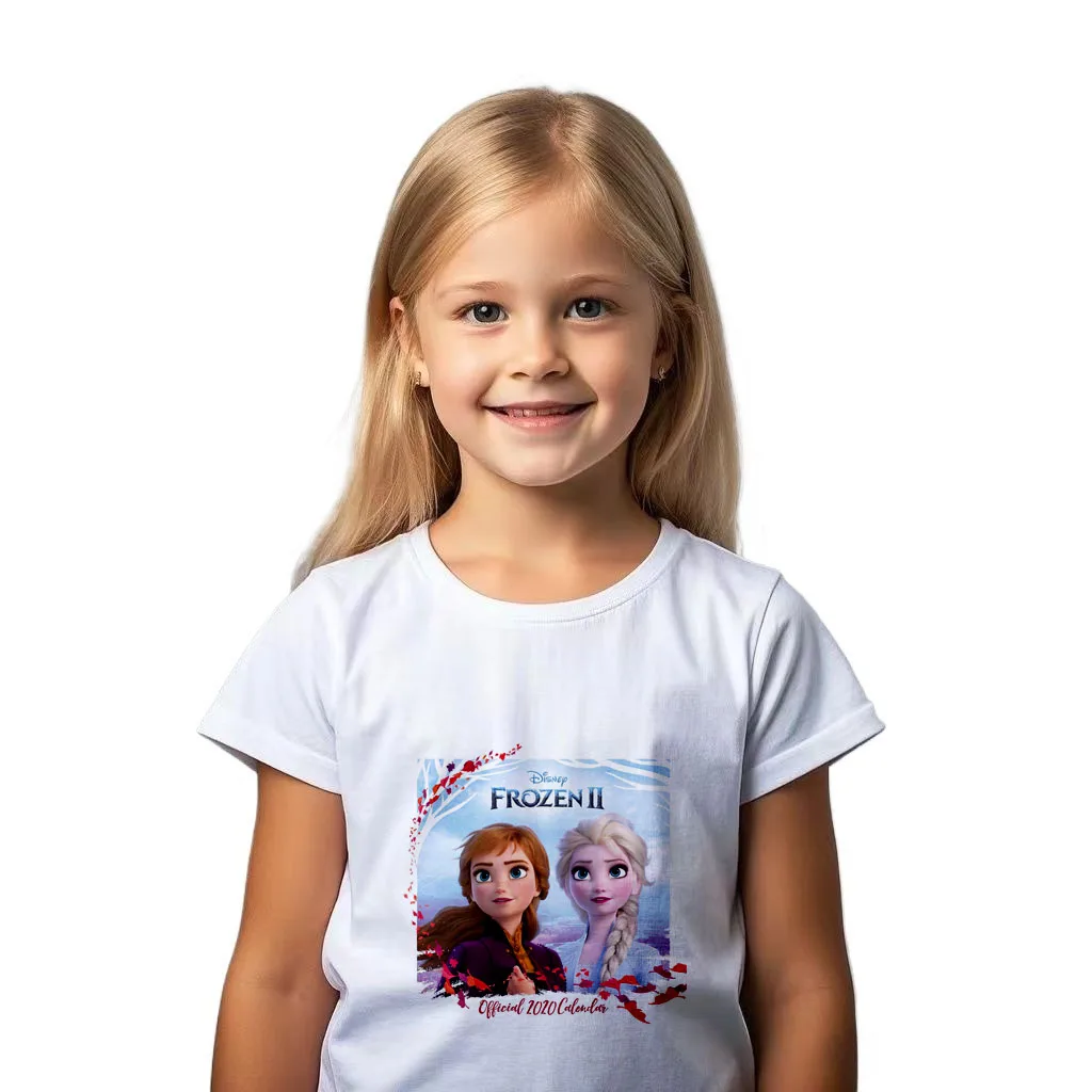 

Kawaii Anna Elsa Frozen T Shirt Girl Tops Tees Kids Girls Clothes Disney T-shirts Children Short Sleeve Birthday Party Costume