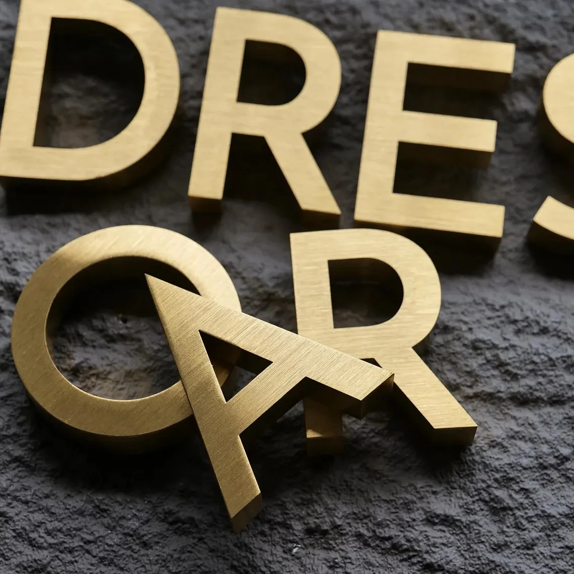 Custom 3D Metal Letters Sign | Brushed Gold Stainless Steel Business Name Sign | Floating Modern Logo Sign for Storefront