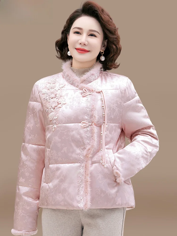 

Sli Winter Cotton Jaet Women's Faionable down Coat ly Autumn Winter Outerwear Traditional Chinese New Year Clothes