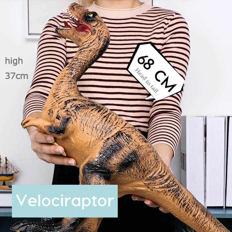 68CM Big Size Dinosaur Toy Jurassic Park Tyrannosaurus Rex Soft Puppets Velociraptor Shark Dinosaur Worlds Model Toys for Boys