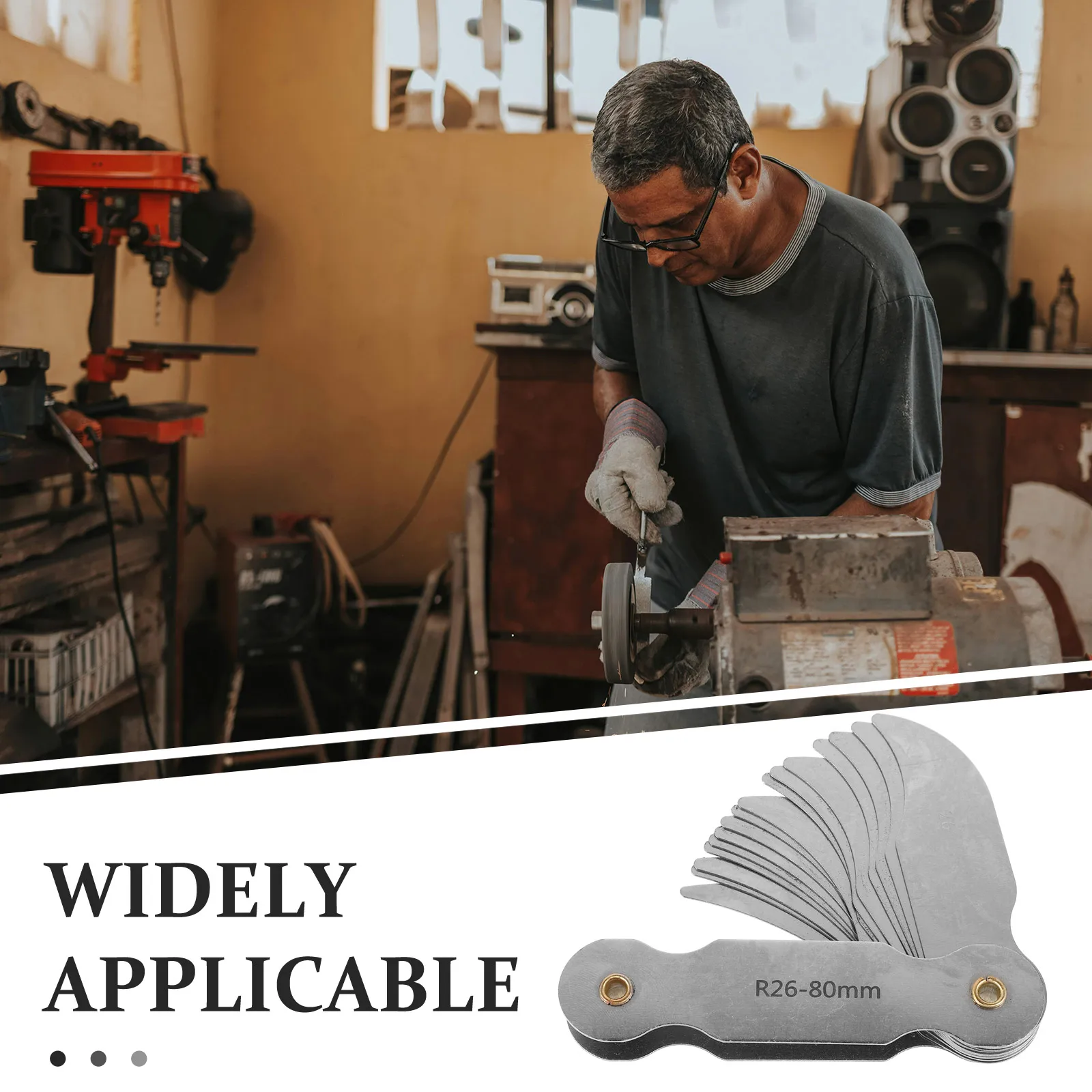 

Radius Gauge Set Metal Measuring Tool for Concave Convex Gap Arc Radius Meter High Precision Durability Multi Functional