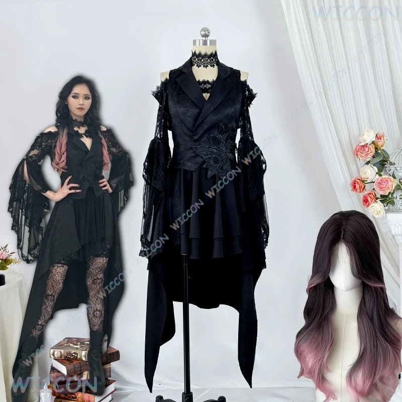 

Rider Cosplay Glotta Stomach Black Cosplay Wig Clothes Gothic Fancy Dress Gavv Gurotta Sutomakku Costume Ha lloween Party Outfit