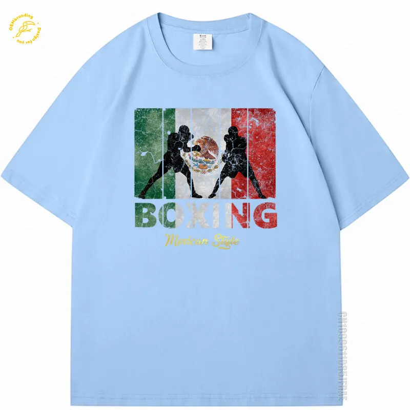المكسيكي خمر نمط التي شيرت Boxin عظيم الملاكم المعتاد تي شيرت 2025 الساخن المحملة Camisa Masculina ملابس للرجال القطن الخالص تي شيرت