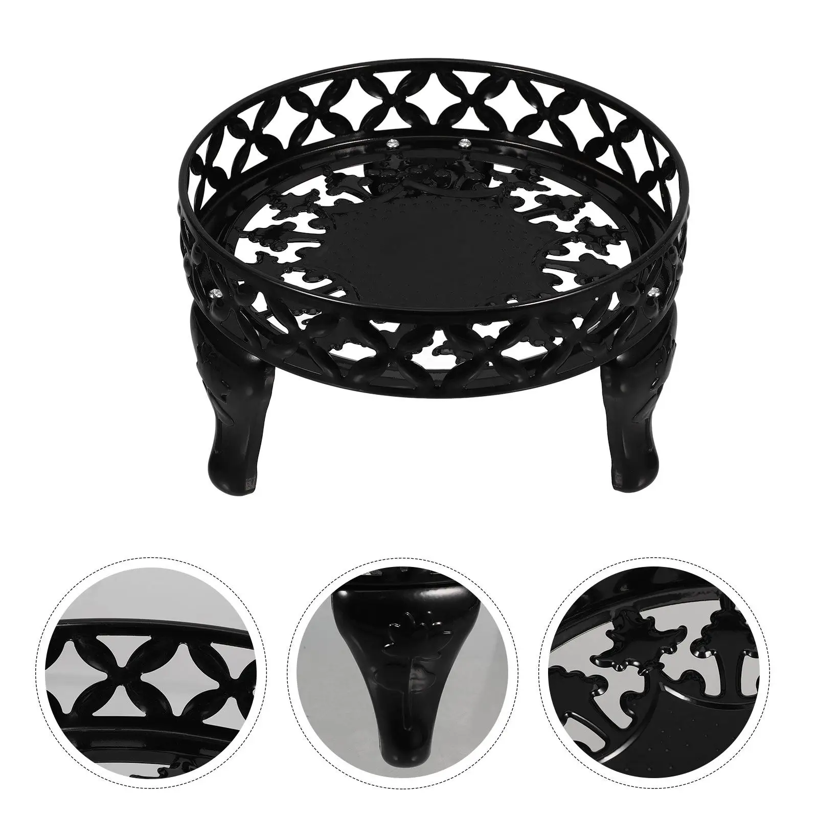 Metal Plant Stand Iron Heavy Duty Floor Standing Potted Plant Shelf for Indoor Outdoor Garden Flower Display Black