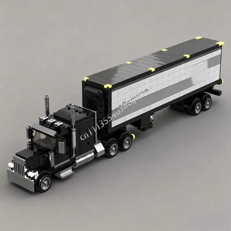 NEW 819Parts MOC Semi Truck With Cargo Trailer Model Custom Puzzle DIY Creative Assembly Technical Building Blocks Toy Gift Set