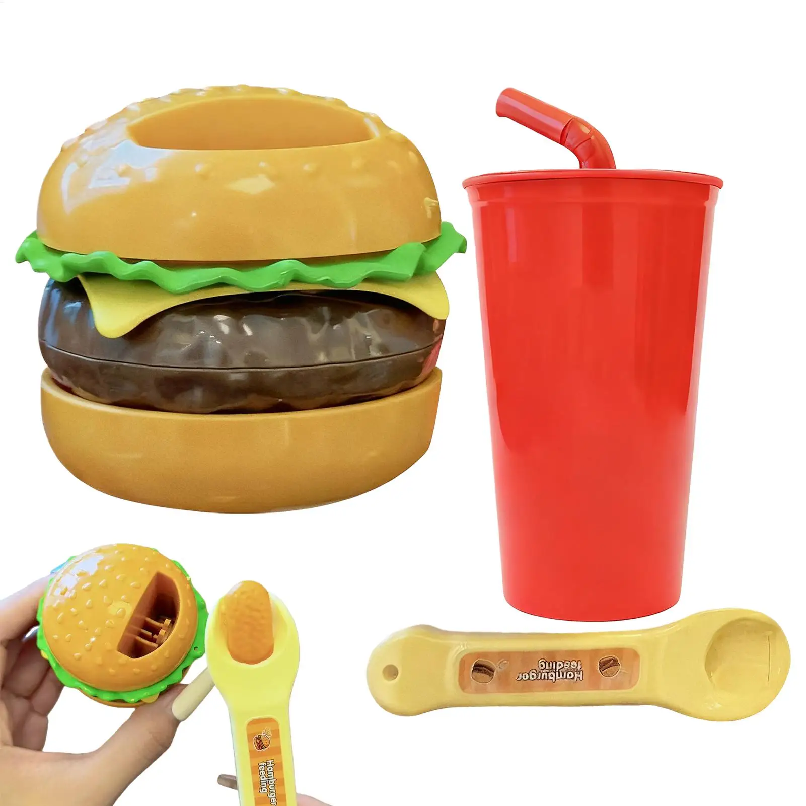 Spielen Sie Essen, interaktives Lernen, Küchenzubehör, dehnbar, Rollenspiel-Fast-Food-Set für Kindergarten, Vorschule, Klassenzimmer, Zuhause