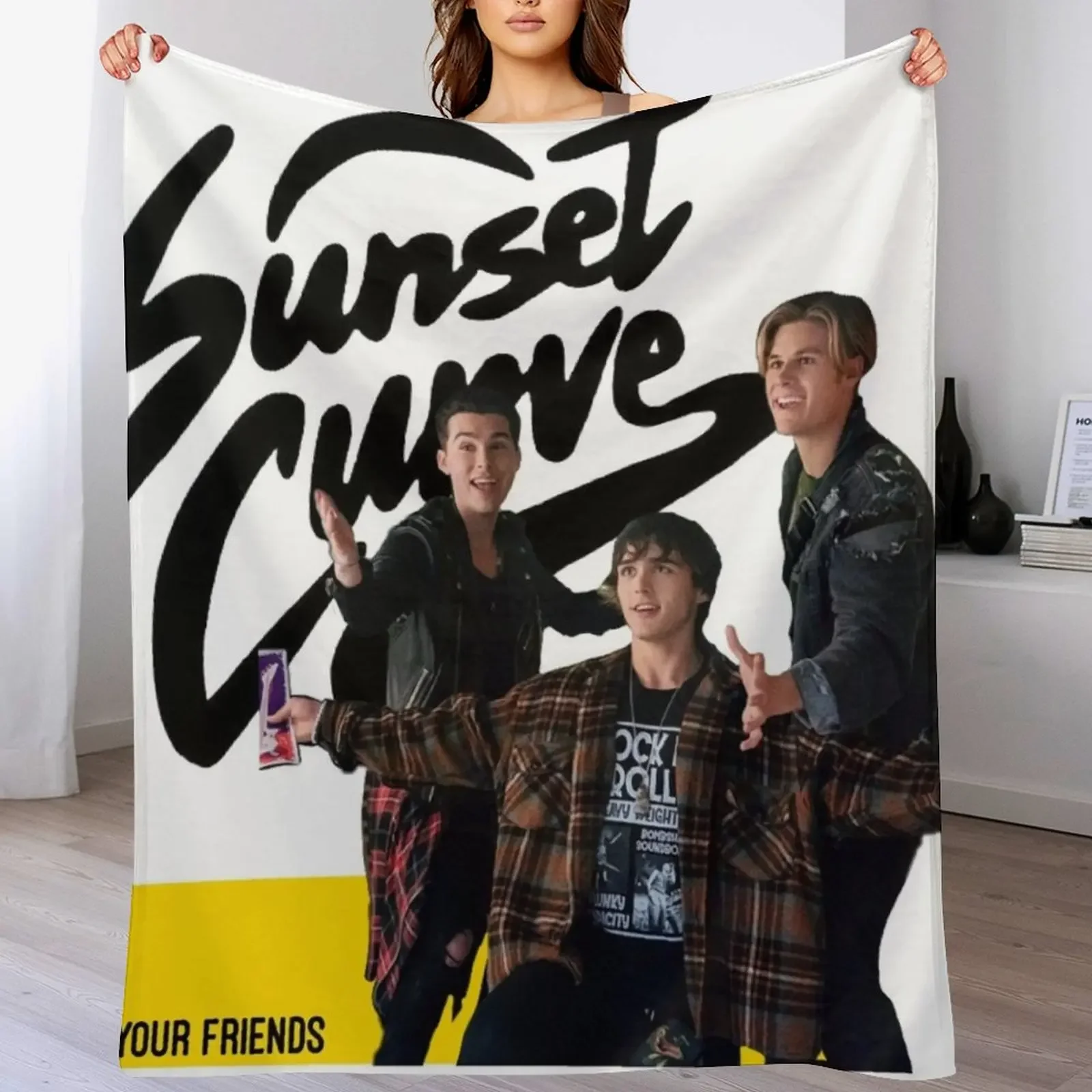 Sunset curve, tell your friends Throw Blanket Cozy Sofa Blanket for TV Watching Napping
