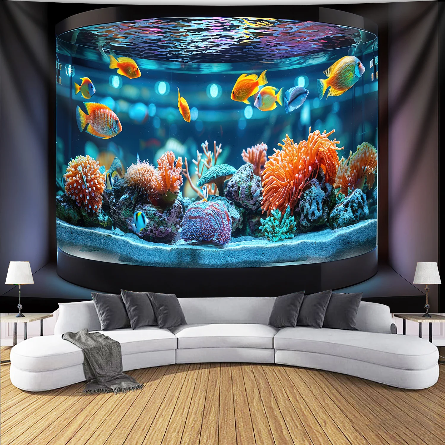 Aquarium coral landscape Digital printing polyester wall hanging tapestry decorative Living room bedrooms Office background gift