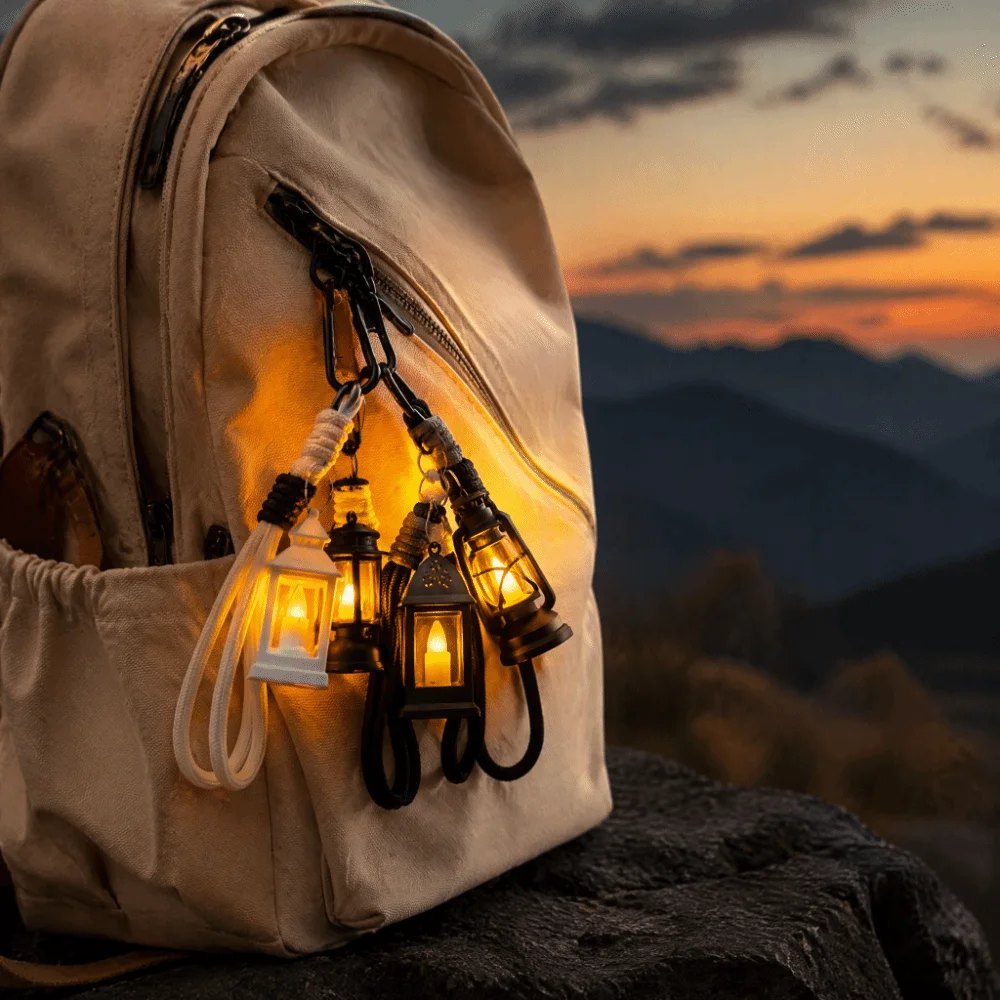 Retro Style Mini Oil Lamp Miniature Portable LED Atmosphere Lamp Decorative Luminous Lamp Keychain Ornament Desktop Decor