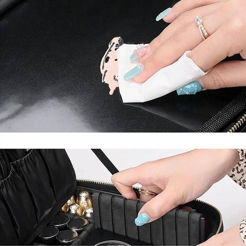 New Portable LED Makeup Bag With Mirror Large Capacity Professional Waterproof PU Leather Travel Cosmetic Case For Women