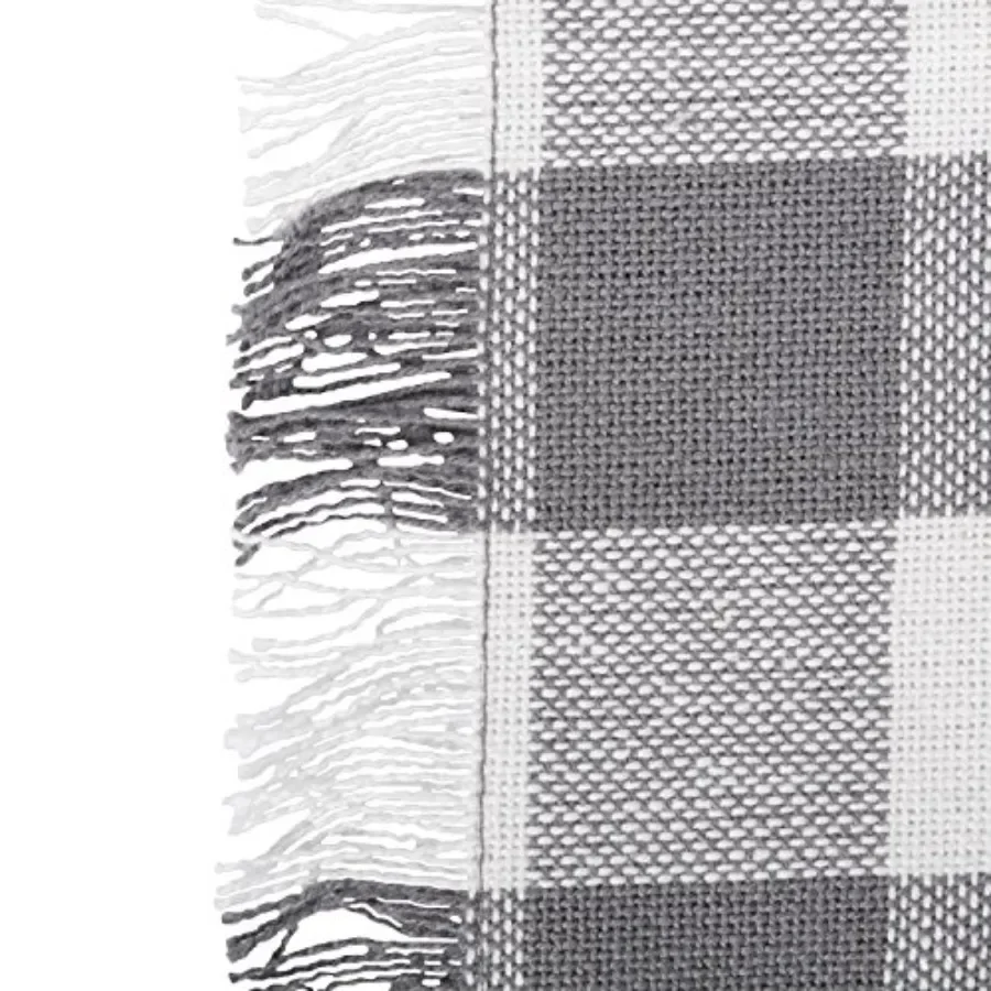 Heavyweight Fringed Check Tabletop Collection, Table Runner, 14x72