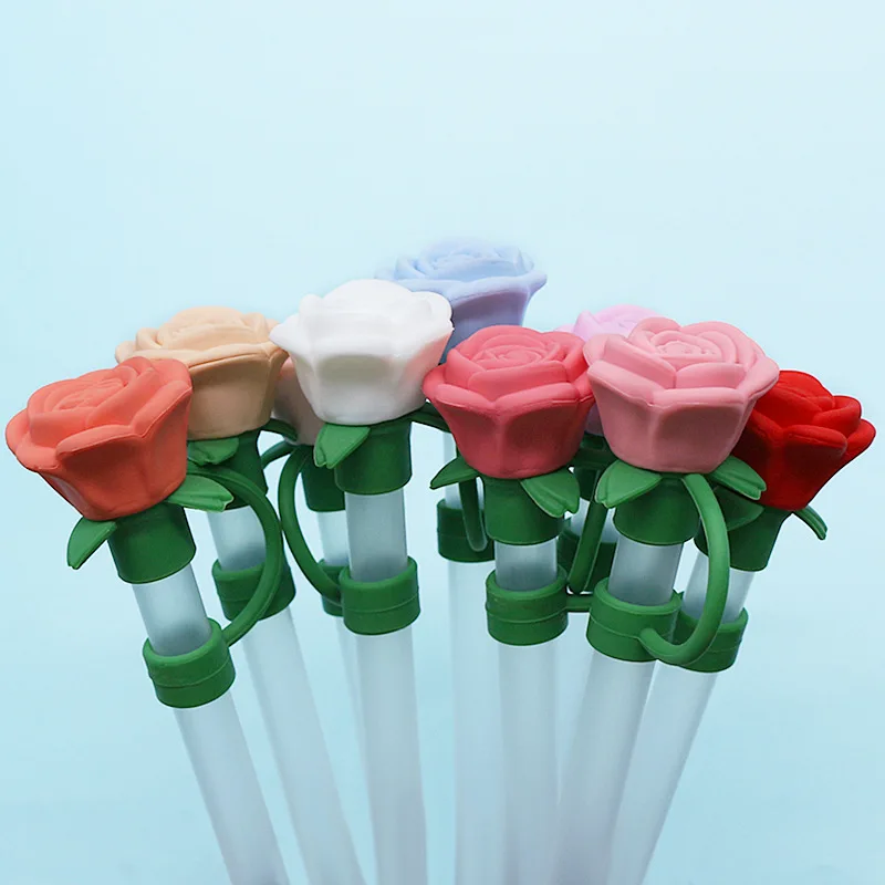 9-10mm Rose Flower Straw Cover for Stanley Large Silicone Diameter Heat-resistant Dust Proof Straw Plug Cap Cup Accessorie