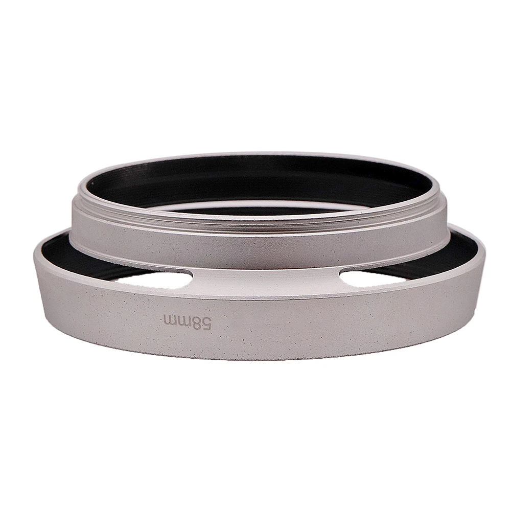 Universal Metal Camera Lens Hood 58 62 67 72 77 82mm Silver Vented Screw on