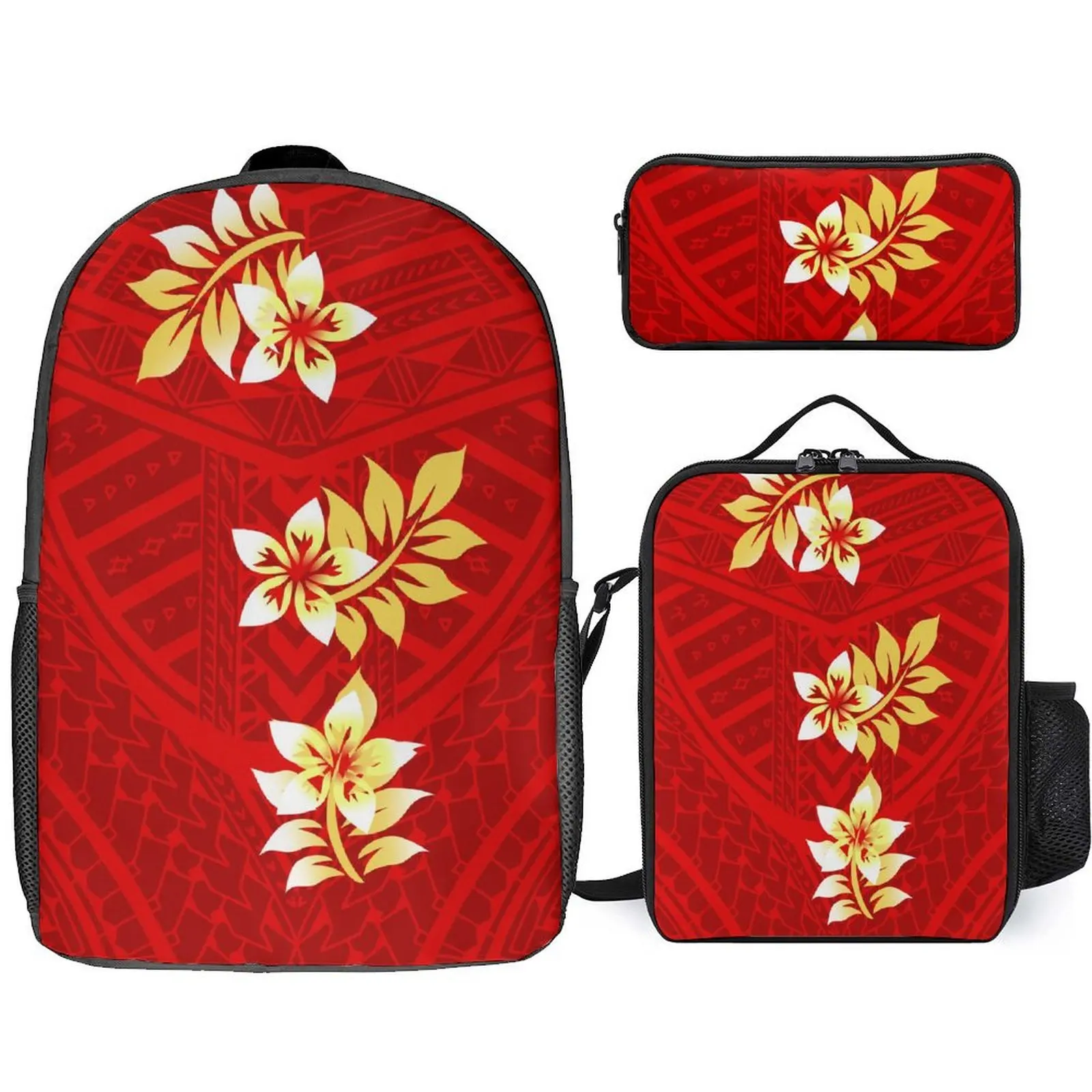 

Сумка для обеда Samoa Island, модная сумка с цветком на заказ, школьная сумка большой вместимости, полинезийская школьная сумка, портативный набор чехлов для ручек