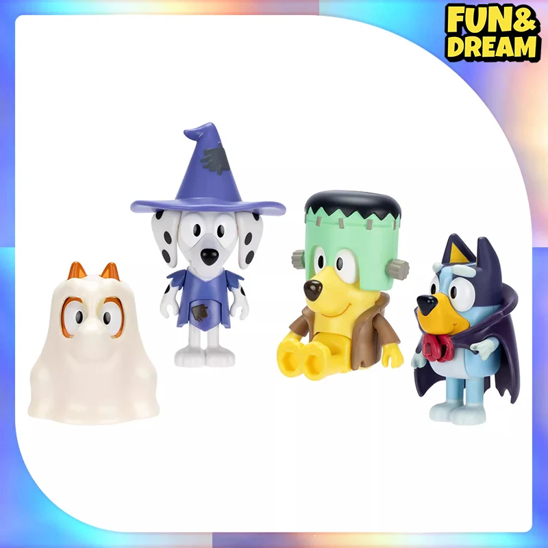 Spot Bluey Familie Halloween 4 Figur Set Action figuren Geburtstags geschenk dekorative Ornamente auf der Tischplatte Halloween Geschenke