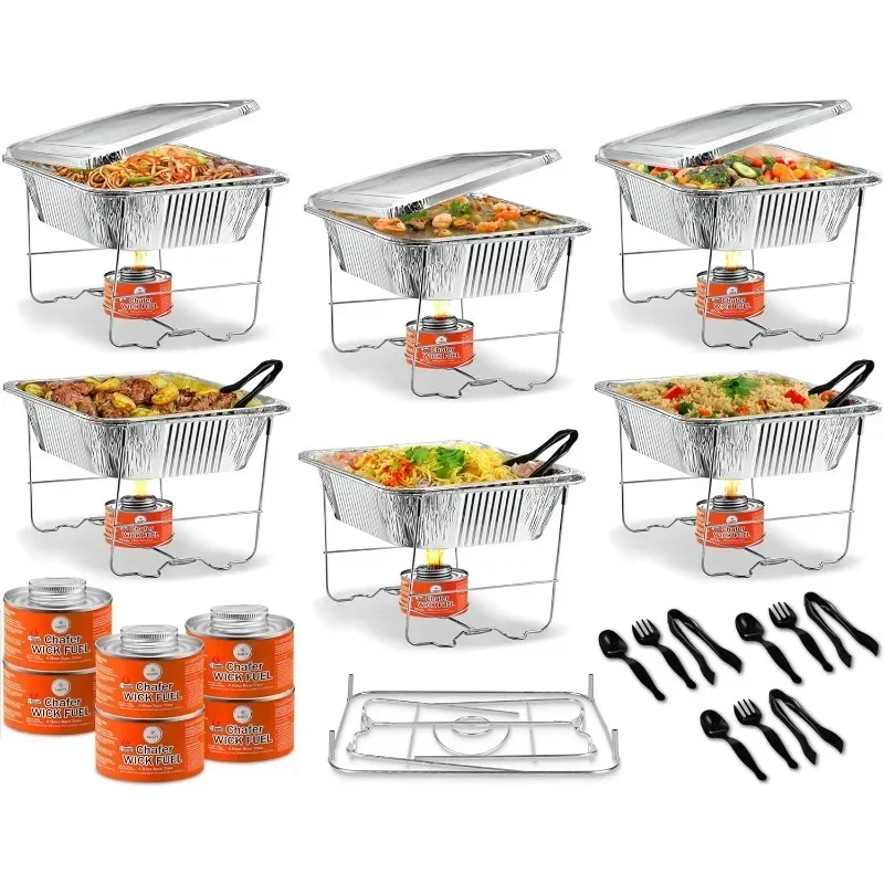 

Disposable Chafing Dish Buffet Set, Foldable Rack for Storage Convenience, PansFood Warmers for Parties & BBQ's