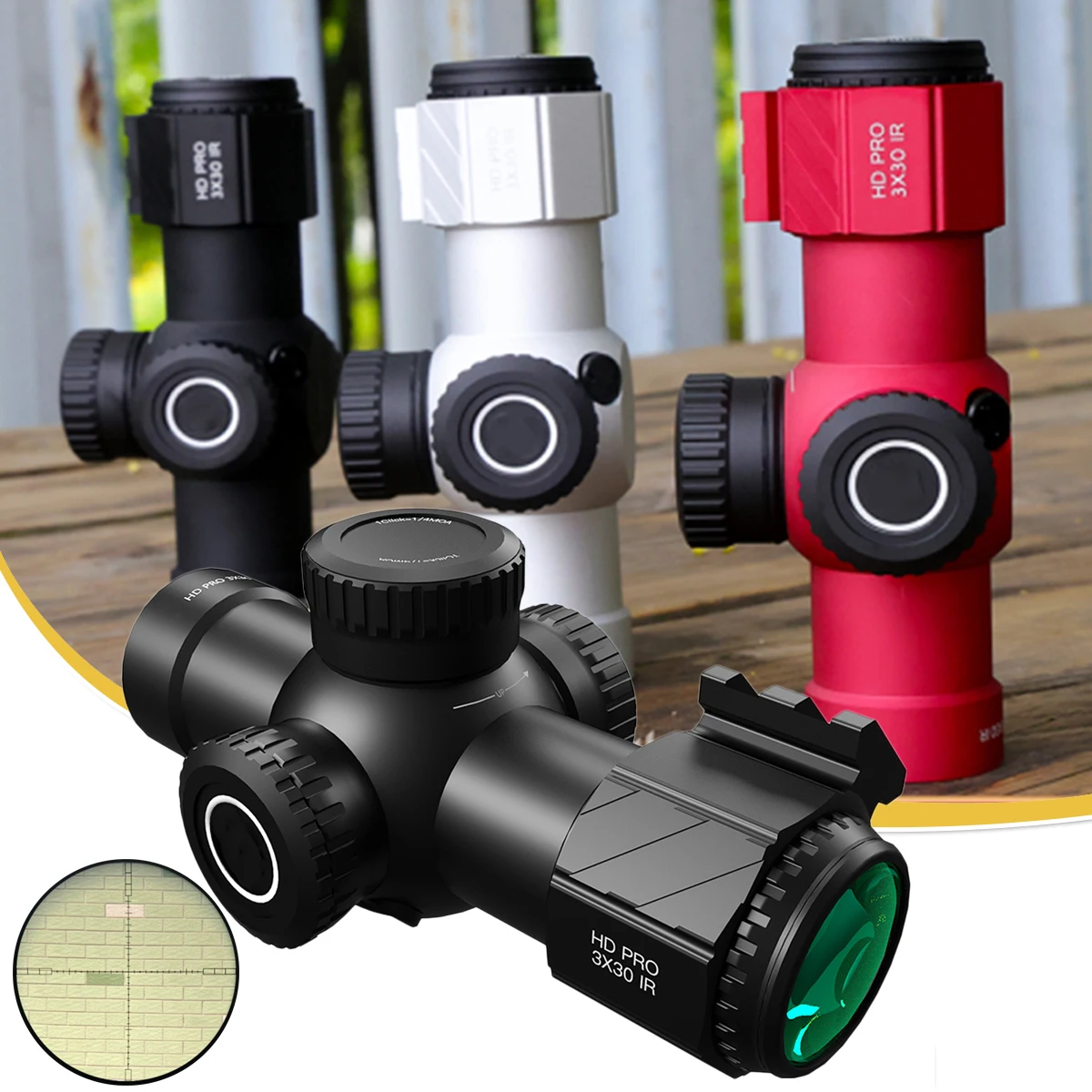 

3X30IR Tactical Scope Three Times Magnification Shockproof Adjustable Telescope for Outdoor Hunting Shooting Bird Watching Scope