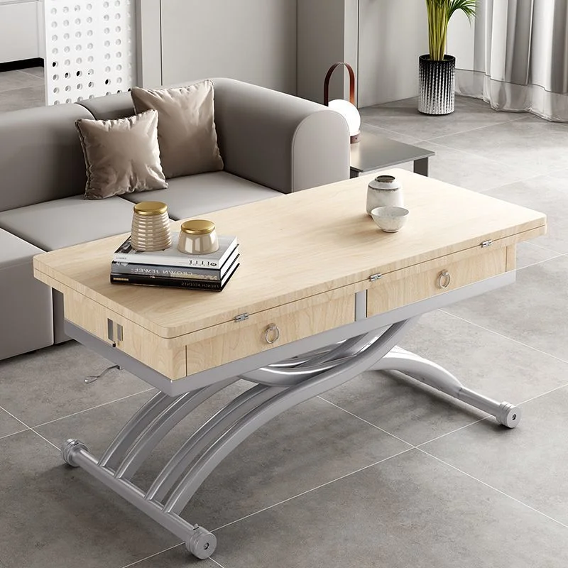 Modern multi-functional home lifting rock slab coffee table dining table dual-purpose integrated tempered 100cm table