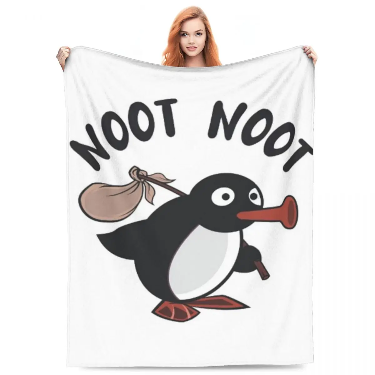 Mantas personalizadas con estampado 3D de Noot Noot Pingu, cómoda manta de franela suave Sprint Penguin Merch para sofá, ropa de cama al aire libre