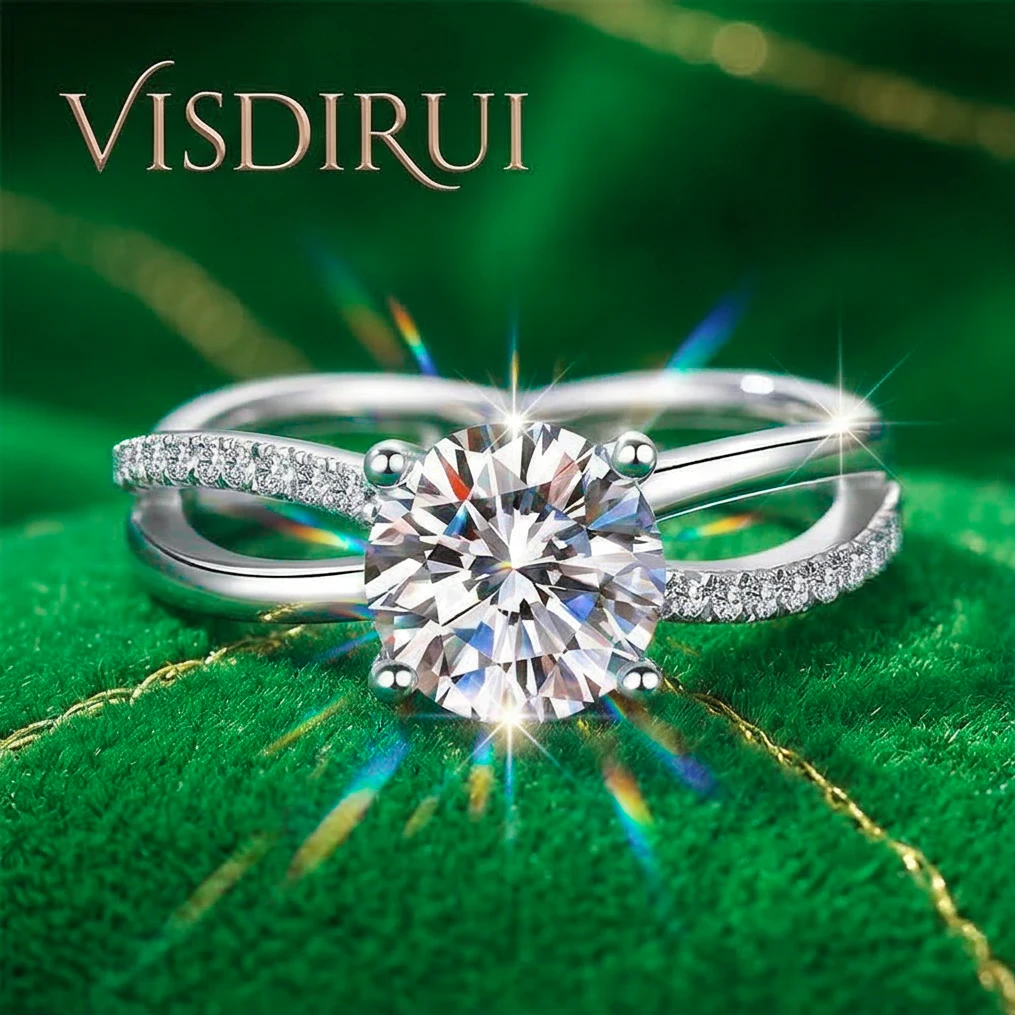 

VISDIRUI 1ct Moissanite Solitaire Ring for Women 6.5mm D Color VVS1 S925 Sterling Silver Classic Prong Set Engagement